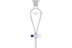 Labasics Borosilicate Glass 125mL Conical Separatory Funnel with Glass Stopcock, Ideal for Liquid Separation in Laboratories