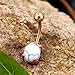 COCHARM 14K Rose Gold Belly Button Rings Marble Stone Boho Design 14G Navel Belly Piercing Rings Jewelry