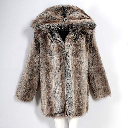 TOTOD Fashion Mens Leopard Warm Thick Fur Collar Coat Jacket -Men Faux Fur Parka Outwear Cardigan - Thumbnail 4