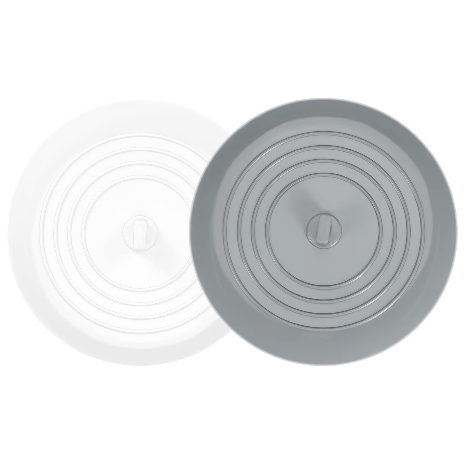 2PCS Universal Bath Stopper, 6" Recyclable Silicon Drain Stopper | Upgraded Plug Cover for Kitchen Sink & Basin, Bathrooms and Laundries(White+Grey)