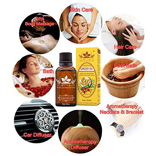 Ginger Essential Oil 100% Pure Natural Lymphatic Drainage Ginger Massage Oil Promote Blood Circulation Relieve Muscle Soreness 2 Pack
