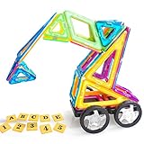 VCANNY Magnetic Blocks, Magnetic Tiles for Kids, Magnetic Building Blocks Set for Boys and Girls, Magnet Tiles Educational Magnetic Toys for Toddlers (118 Piece)