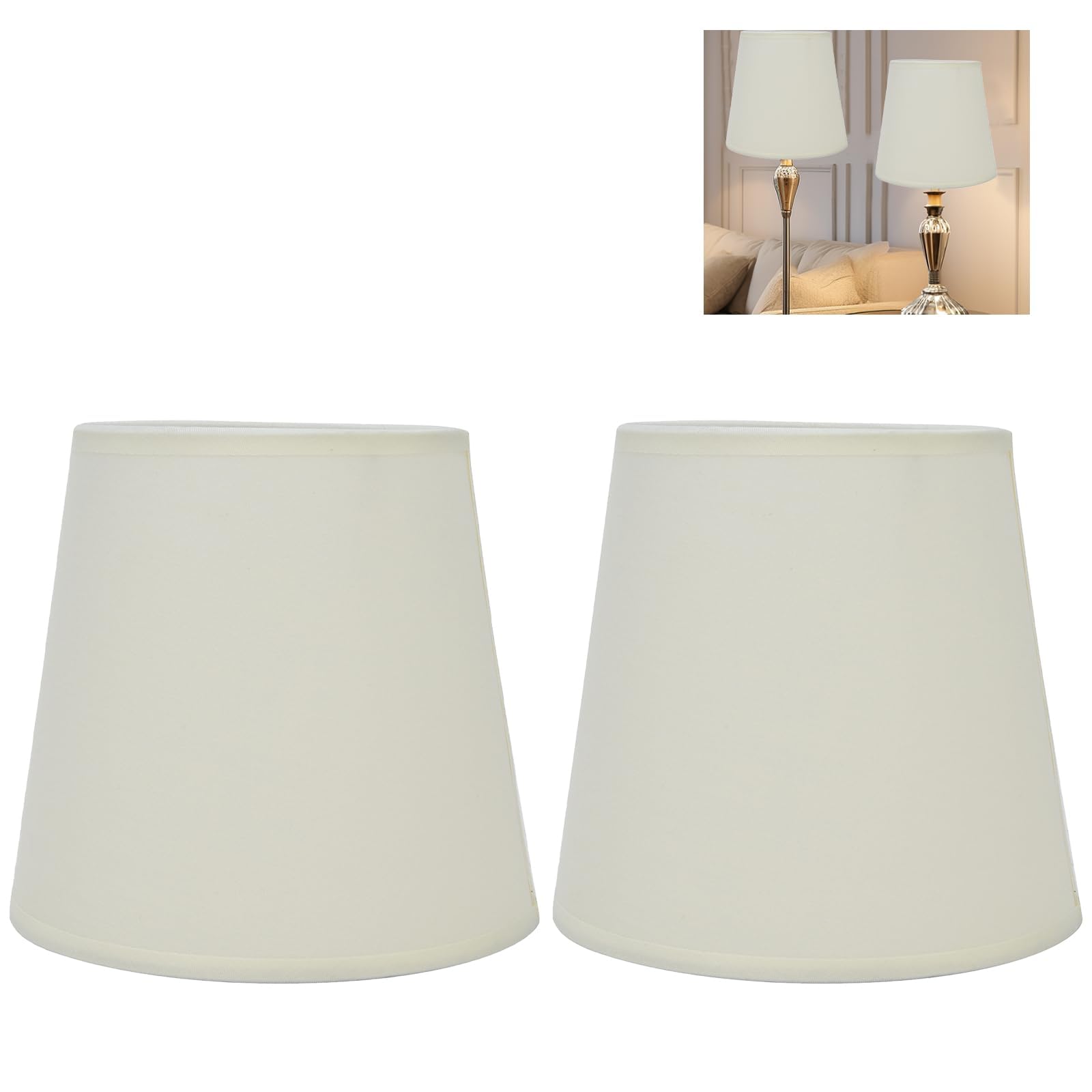 2 Pcs Lamp Shade, 6" E14 Screw Fabric Light Shade, Candle Lampshades, Tapered Drum Light Shade for Table Lamps, Floor Lamps, Chandeliers, Wall Lamps, 11.2 x 15 x 14 cm