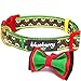 Blueberry Pet 4 Patterns Christmas Fair Isle Designer Adjustable Dog Collar with Detachable Bow Tie, Medium, Neck 14.5