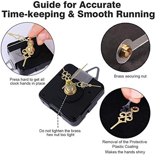 EMOON 2 Pack NonTicking Clock Mechanism with 4 Pack of Short Clock
