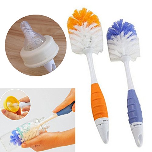 2pcs/set Baby Bottle Brushes for Cleaning Kids Milk Feed Bottle Nipple Pacifier Nozzle Spout Tube Cleaning Brush