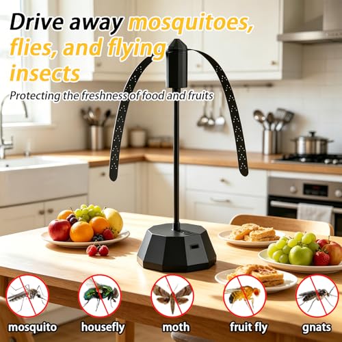Fly Repellent Fan with USB Charging Function, Fly Repellent Fan for Table or Hanging, Portable Mosquito Repellent Fan with Switch, Pack of 2