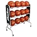 Baden Steel Basketball Rack with Wheels – 3-Tier Rolling Ball Racks for Garage with Wheel Locks, Sports Equipment Storage Basketball Holder for 12 Balls