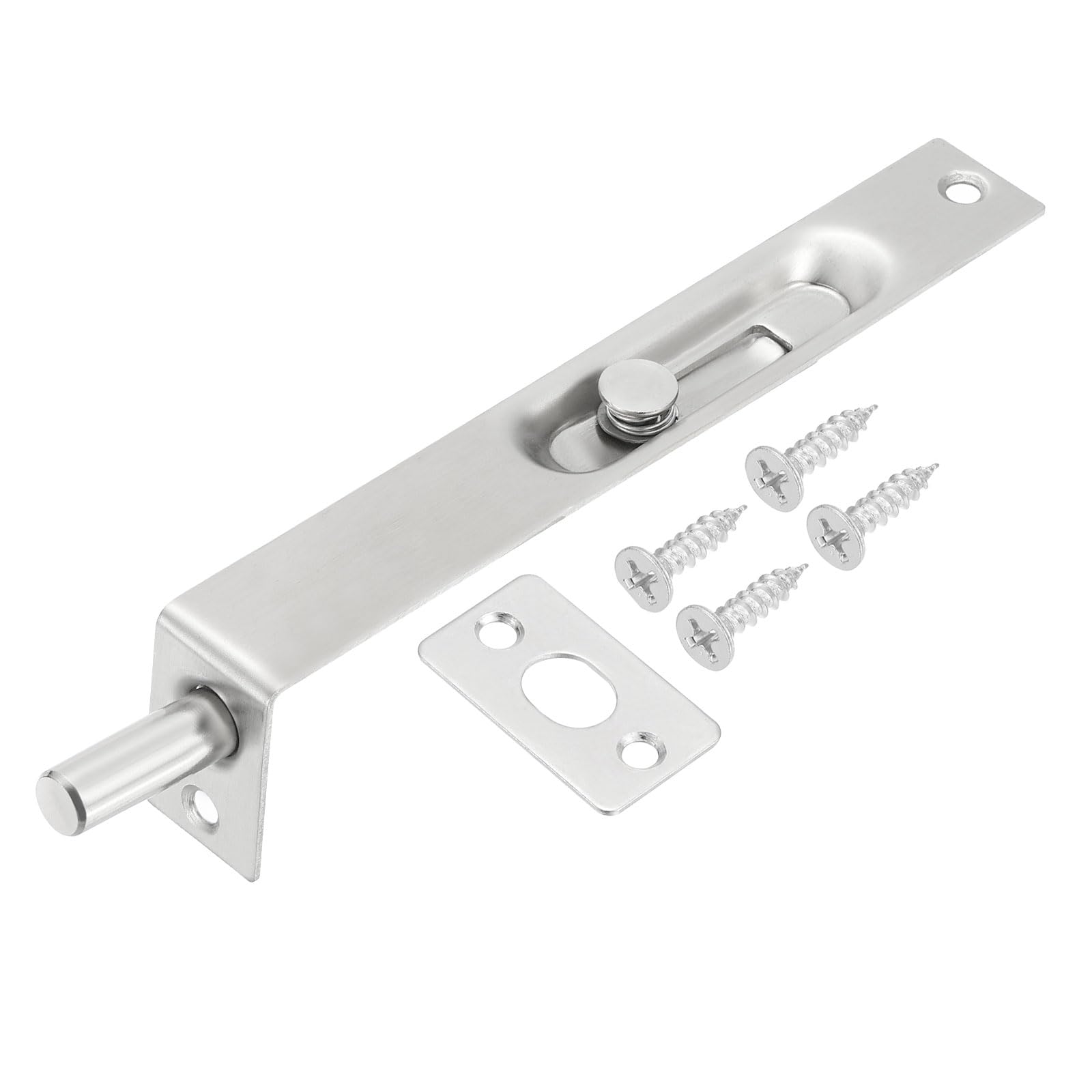 PATIKIL Flush Bolt 6" x 0.87" Inch, Stainless Steel French Door Lock Concealed Slide Double Door Latch for Wood Composite Double Door, Silver Tone