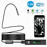 1200P Wireless Endoscope for iPhone Android, LEADNOVO WIFI Borescope Inspection HD Camera IP68 Waterproof Semi-rigid Snake Cable for IOS/MAC/Windows, Motor Engine/Sewer/Pipe/Vehicle-Black (11.5FT)