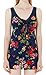 wantdo Women's Plus Size Swimdress Flower Printed Swimwear Cover Up Swimsuits Navy Red US 18-20