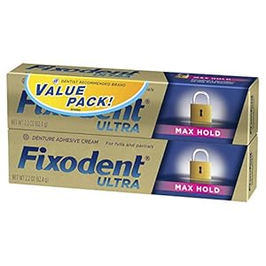 Fixodent Ultra Max Hold Denture Adhesive, 2.2 Oz (Pack of 2)