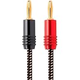 Monoprice Premium Braided Speaker Wire 14AWG - With Gold Plated Banana Plug Connectors - Affinity Series, 1 Pack, 15 Feet Black