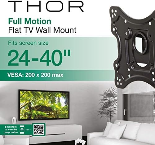 TV Wall Mount For 24 to 40 Inch TV's, Thor 28086T Swivel and Tilt Full Motion Bracket Ideal for Home Office or Business - Image 3