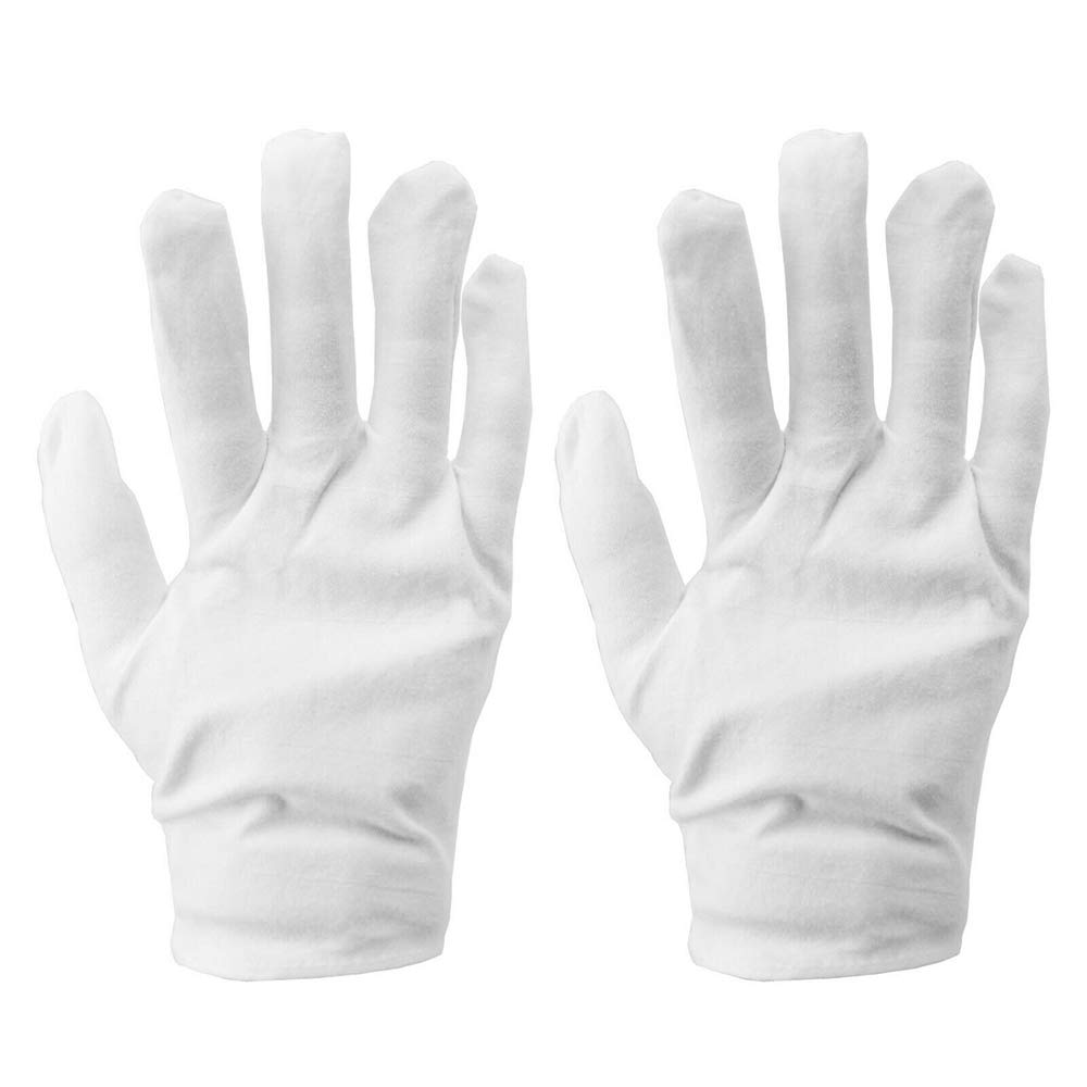 White Cotton Gloves Liner Moisturising Eczema Work Beauty Travel Magician Butler Dry Hands, Coin Jewelry Silver Costume Inspection, One Size - Unisex