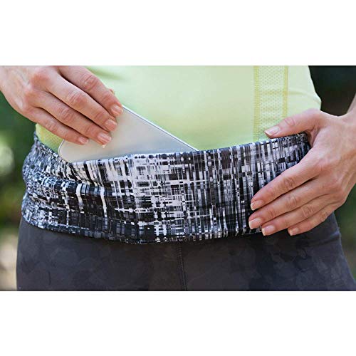 BANDI Large Travel and Running Belt, Securely Carry Keys, Phone, Medicine, Money or Food While You Exercise or Travel Within Its Sleek 3 Pocket Design, Size 7.5 Inch by 3.5 Inch Black Hatch One Size