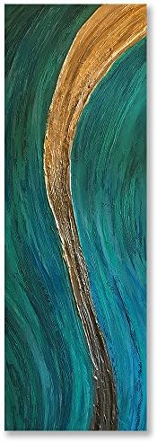 Teal Abstract Art, Teal Abstract Painting, 12" x 36"
