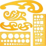 Blulu 6 Pieces French Curve and Template Ruler Set Drawing Template Tool Circle Templates for Artistic Studio or Personal Drawing and Drafting