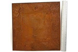Factory Direct Craft Package of 4 Vintage Inspired Rusty Embossed Gothic Scroll Antique Tin Ceiling Tiles for Home Décor Projects (12" x 12")
