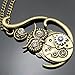 Q&Q Fashion Gold Plated Vintage Ornate 3D Owl Moon Watch Clock Hand Gear Cog Steampunk Chain Fancy Dress Necklace