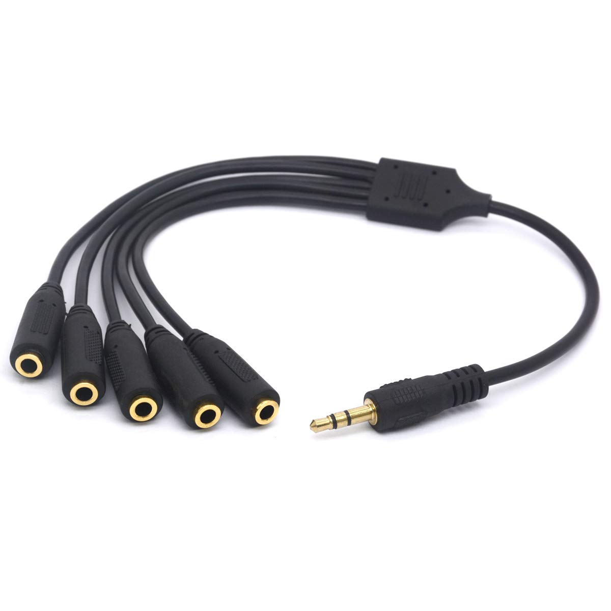 Tomost 3.5mm Headset Splitter, 5 Way 1/8" 1 Male to 5 Female TRS Stereo Jack Audio Extension Cable Cord (1 Male To 5 Female)