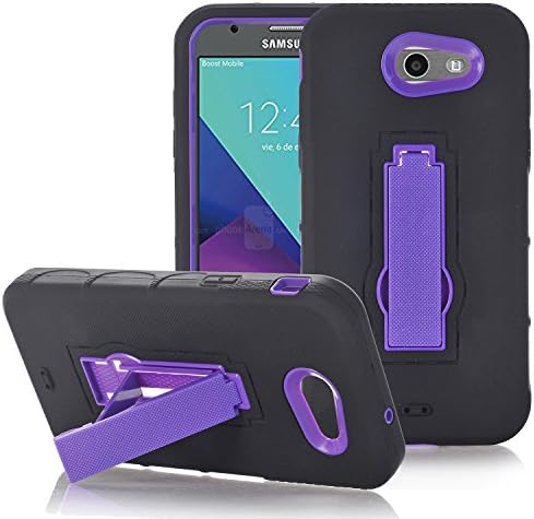 Galaxy J7 Sky Pro Case,Galaxy J7 2017 Case, Walago Hybrid Heavy Duty Shockproof Dual Layer Impact Protective Case with [Kickstand Feature] for Samsung Galaxy J7 Sky Pro/J7 V 2017 - Black Purple