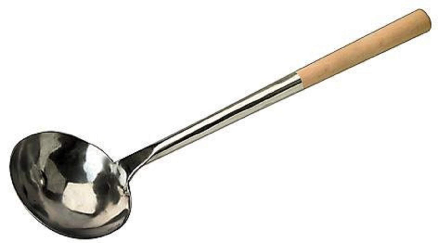 JADE TEMPLE Soup Ladle for Woks, Round, Stainless Steel, Silver, Stainless Steel, Silver, Länge 47 cm
