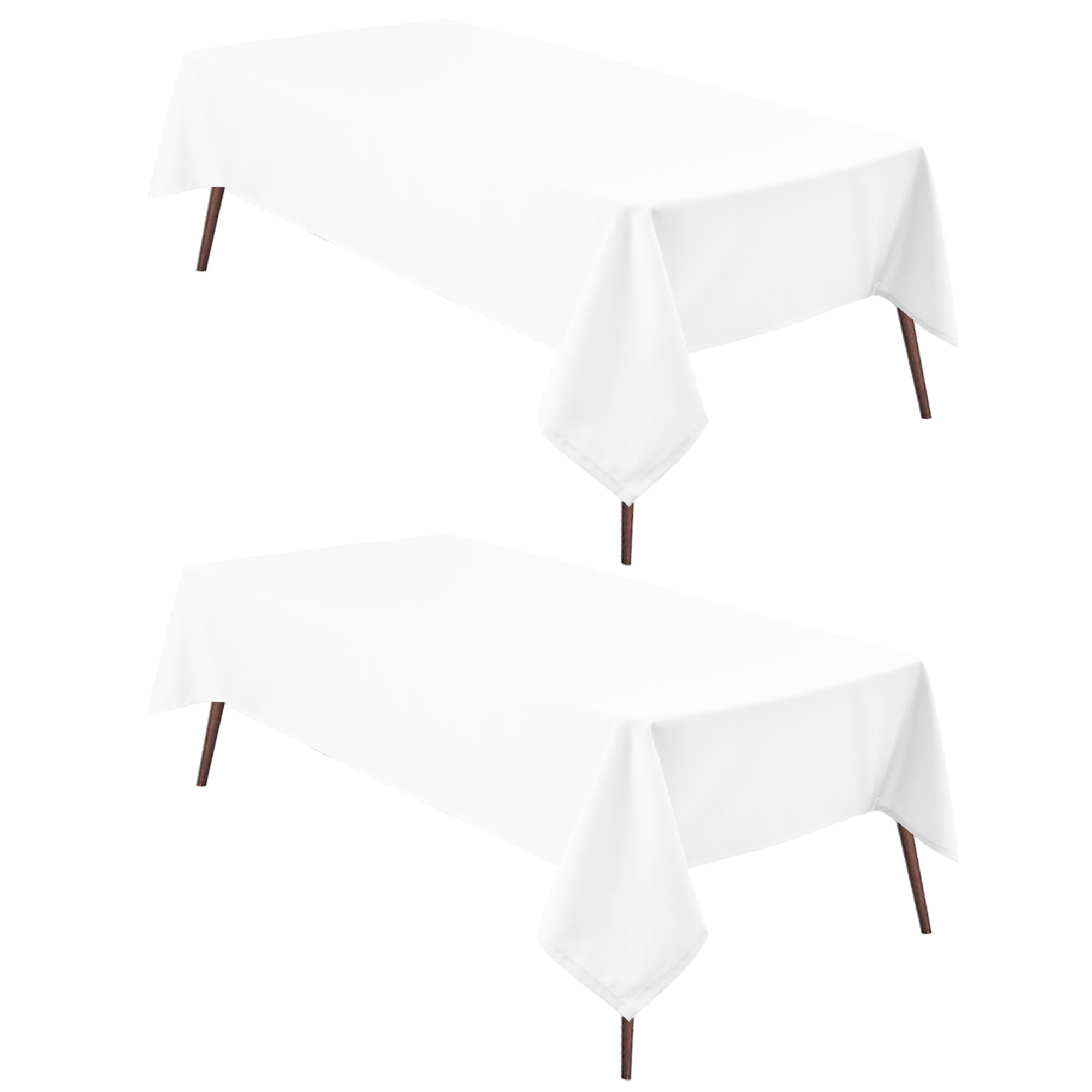 Photo 1 of Hiasan 2 Pieces White Rectangle Tablecloth - Waterproof and Spillproof Restaurant Washable Polyester Table Cloth for Dining Room, 70 x 140 Inch