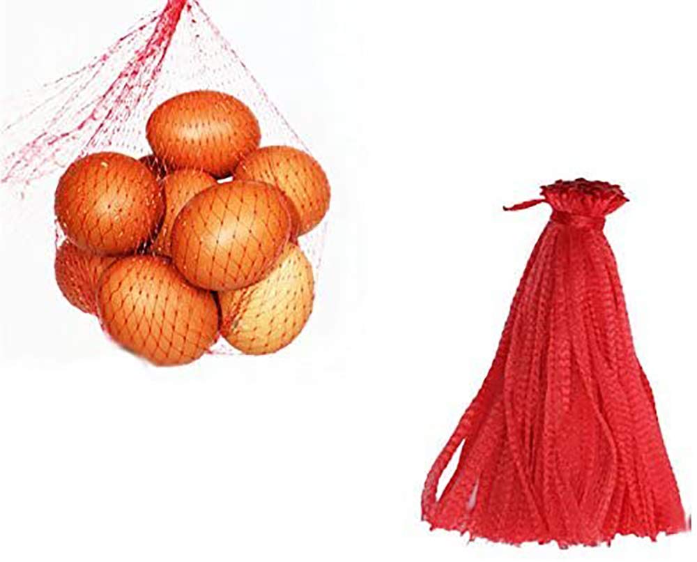 200pcs Mesh Produce Bag, Organic Nylon Fruits and Veggies Cereals Bags for Grocery Storage Shopping with Drawstring,48CM