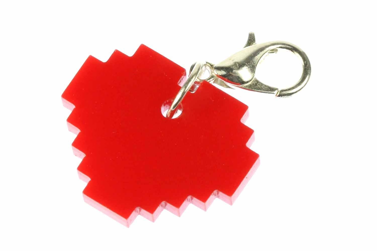 Miniblings Heart Charm Pendant Bracelet Wristlet Valentine Pixels Love Acrylic