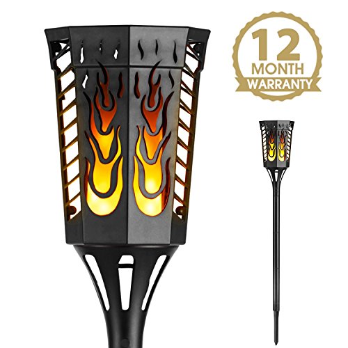 Solar Garden Lights,96 LED Waterproof Flickering Flames Torches Lights Outdoor Landscape Decoration Lighting Dusk to Dawn Auto On/Off Security Light for Garden Patio Deck Yard Driveway, 2 Pack