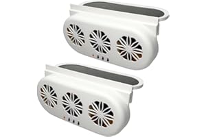 MYUOOT Solar Ventilation Fan for Car,Car Solar Powered Fan,Car Window Exhaust Fan With Three Air Outlet,Solar Power Car Window Fan,Solar Car Window Vent Fan for Most Models of Cars,White,2 Pack