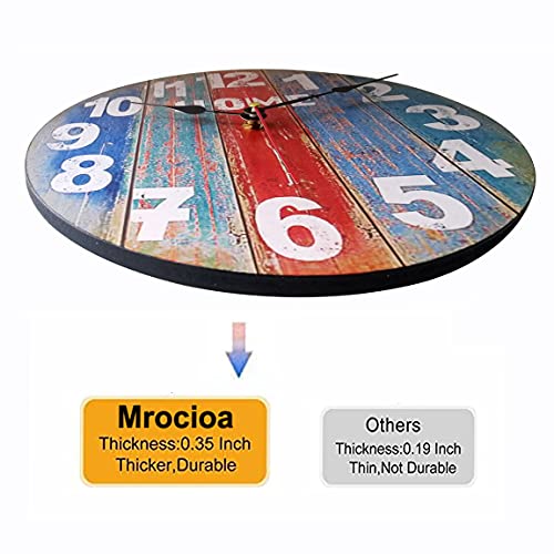 12 inch Rustic Beach Wall Clock Distressed Wood Clocks for Living Room Bedroom Restaurant Loft,Silent Battery Operated,Vintage Farmhouse Style (12 inch)