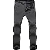HYCOPROT Men's Snow Ski Pants Waterproof Softshell Outdoor Fleece Lined Snowboard Hiking Pants with Belt