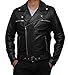 Motorcycle Leather Jacket Men - Black Real Mens Leather Jackets for Biker | M