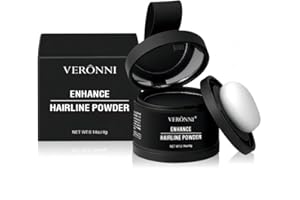 VERONNI Hairline Powder Root Touch Up Hair Color, Instant Hairline Powder for Thinning Areas and Gray Hair Coverage, Natural and Non-greasy Root Cover up for Women and Men (Black, 03)