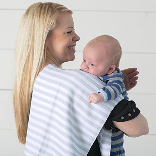 Muslin Baby Swaddle Blankets, 47x47 (3 Pack) Grey Cloud, Stripe & Stars - Thumbnail 3