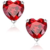 SMILEST Gifts for Her - 925 Sterling Silver Birthstone Earrings Dainty Heart Earrings Anniversary Birthday Gifts for Women Mom Wife Girlfriend Daughter