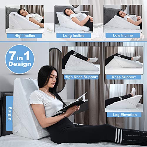 Bed Wedge Pillow Multipurpose Adjustable Leg Support Pillow Cooling Gel Memory Foam Top