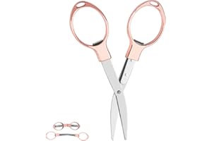 Usaidon Folding Scissors (Rose Gold 1 pcs),Mini Scissors Stainless Steel Scissors Safe and Durable, Home Study Office Camping