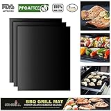 Grill Mat - Copper Grilling Mat - Gas Grill Mat - Best BBQ Grill Mat set of 3 - Charcoal Grill Mat - Outdoor Heavy Duty Reusable Grill Mat Black - NON STICK Magic Barbecue Accessories - FDA-Approved