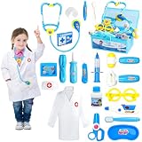 Kids Doctor Costume Set - Lab Coat, Top, Pants, Hat, Mask & Stethoscope, Role Play Dress Up For Halloween & School Plays