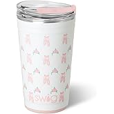 Swig Life 24oz Party Cup, Stackable Insulated Travel Coffee Tumbler with EZ Slider Lid, Cup Holder Friendly, Stainless Steel 24 oz Tumbler, Reusable Coffee Mug (On Pointe)