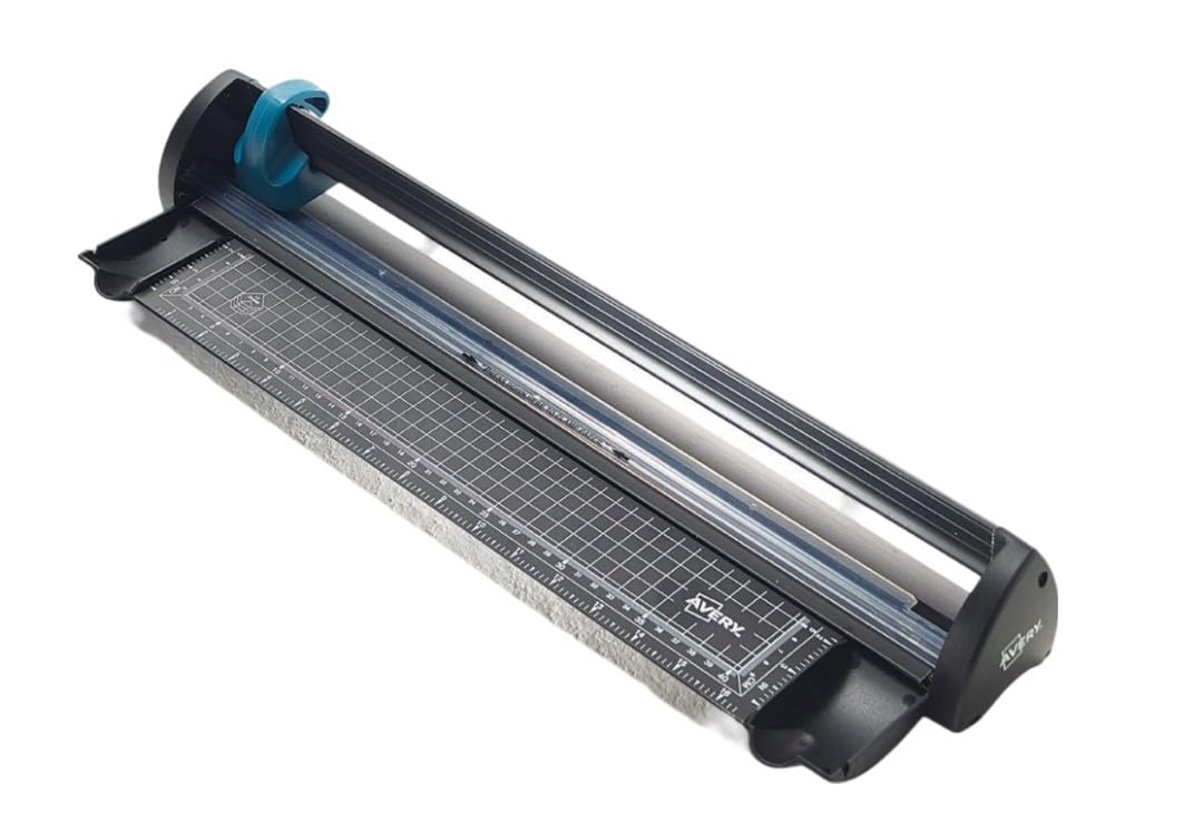 Avery Compact Paper Cutter Trimmer, Black and Teal, 12 Sheet Capacity, A3CT