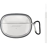 CLEVERISH Silicone case for The New Bose Ultra Open Earbuds 2024, Shockproof case for Bose Ultra Open Earbuds 2024 with Carabiner and Wrist Strap. (Transparent TPU)