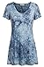 BEPEI Women Summer Tunic Tops for Leggings, Short Sleeves Blouses Blue L