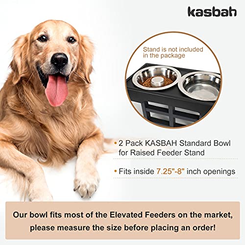 KASBAH 2 Pack Stainless Steel Dog Bowl for Large Dogs,Standard Bowls Fit Elevated Feeders Metal Bowl Durable Dog Slow Feeder Bowl Stop Gulping Dog Food and Water Eating Bowl