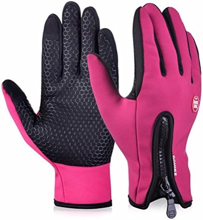 Byoung Men's Winter Outdoor Windproof Cycling Gloves Touchscreen Glove for Smart Phone Pink S