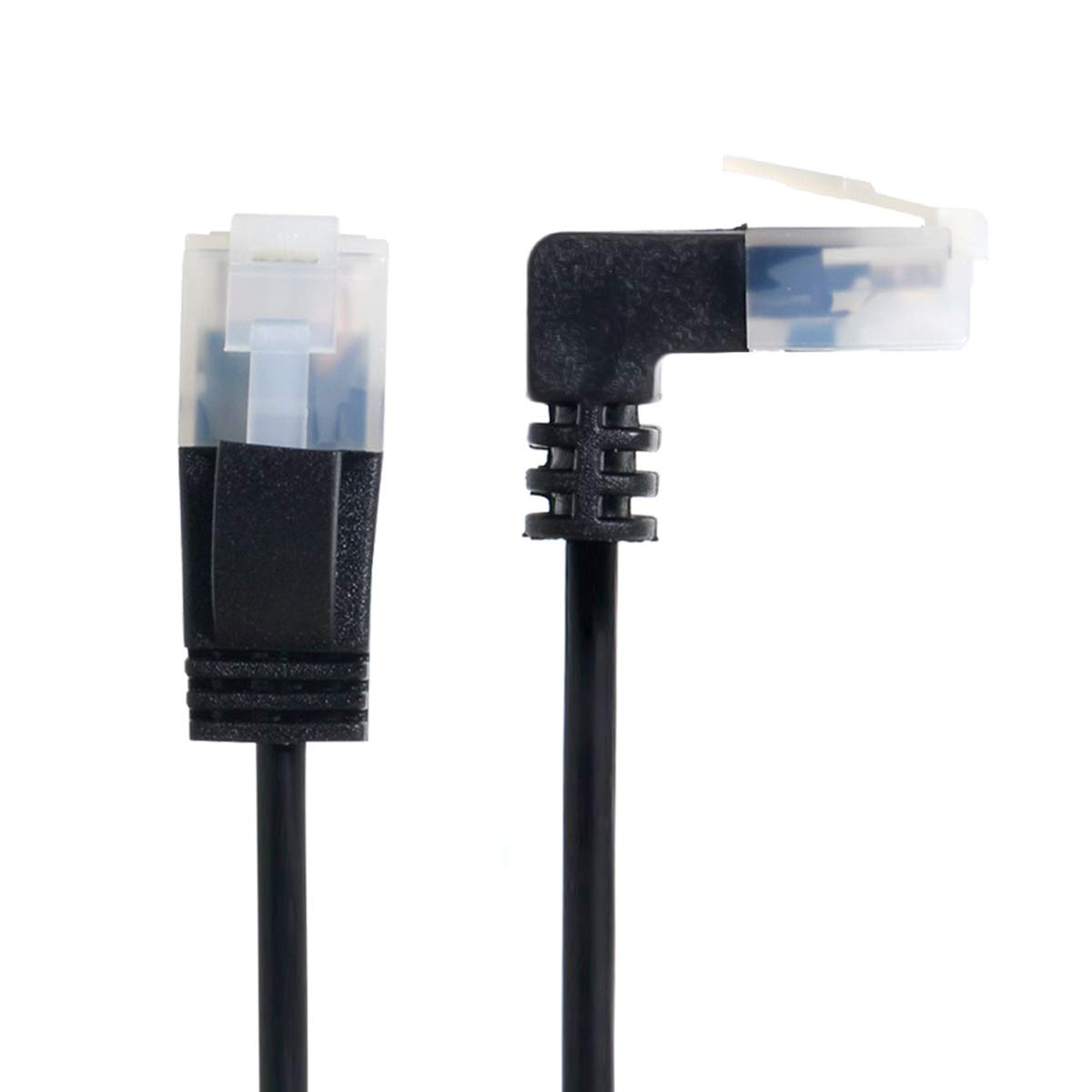 Cablecc Up Angled 8P8C STP Cat 5e Lan Ethernet Network Patch Cord 90 Degree to Straight Cable 50cm