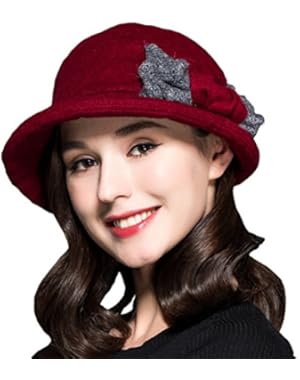 Women's Bow Flowers Wool Bucket Hat